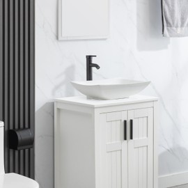 eclife Bathroom Ceramic Sink Bowl Classic White Curved Porcelain Vessel Sink and Faucet Combo for Bathroom Countertop Bowl Sink & ORB Pop Up Drain (T32)