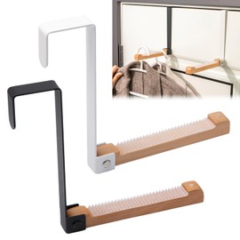 Rebanky 2 Pcs Foldable Over Door Hangers Hook No Drilling Folding Door Hooks Foldable Over Door Drying Door Hooks Folding Door Hook with Anti Slip Pads for Hanging Clothes, Backpacks, Scarves