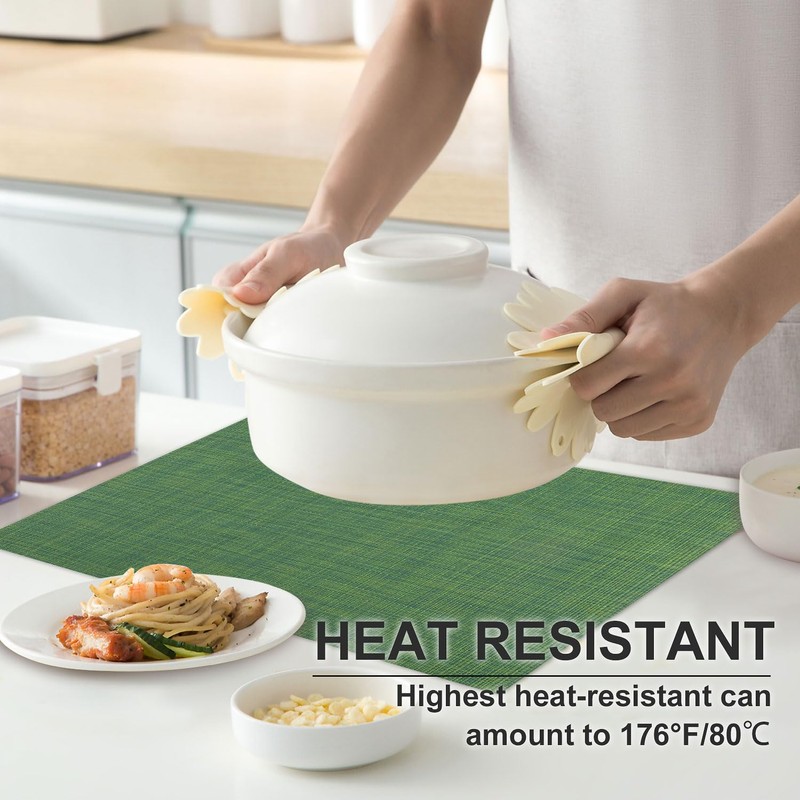 Vinyl Placemats Set of 8, PVC Woven Washable Non-Slip Table