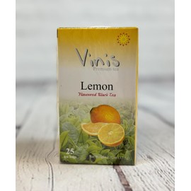 Vinis Premium Flavored Black Tea 25 Tea Bags per Box, (Pack of 6) 150 Total Tea Bags (Lemon Black Tea)