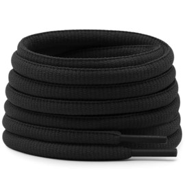 DELELE Oval Athletic Shoelaces Half Round Shoe Laces Black 2 Pair 39.37"
