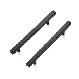 Ravinte 3 Pack 7.38'' Square Cabinet Pulls Matte Black Stainless Steel Kitchen Drawer Pulls Cabinet Handles 7-3/8”Length,5” Hole Center