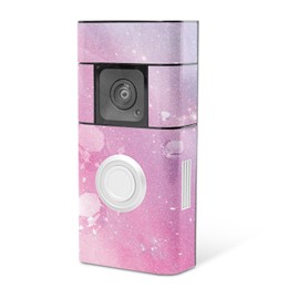MightySkins Glossy Glitter Skin Compatible with Ring Video Doorbell Plus - Pink Diamond | Protective, Durable High-Gloss Glitter Finish | Easy to Apply