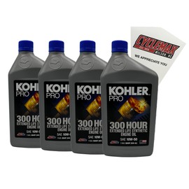 Cyclemax Four Pack compatible with Kohler Pro SAE 10W-50 Extended Life Synthetic Engine Oil 25 357 72-S Contains Four Quarts and a Funnel