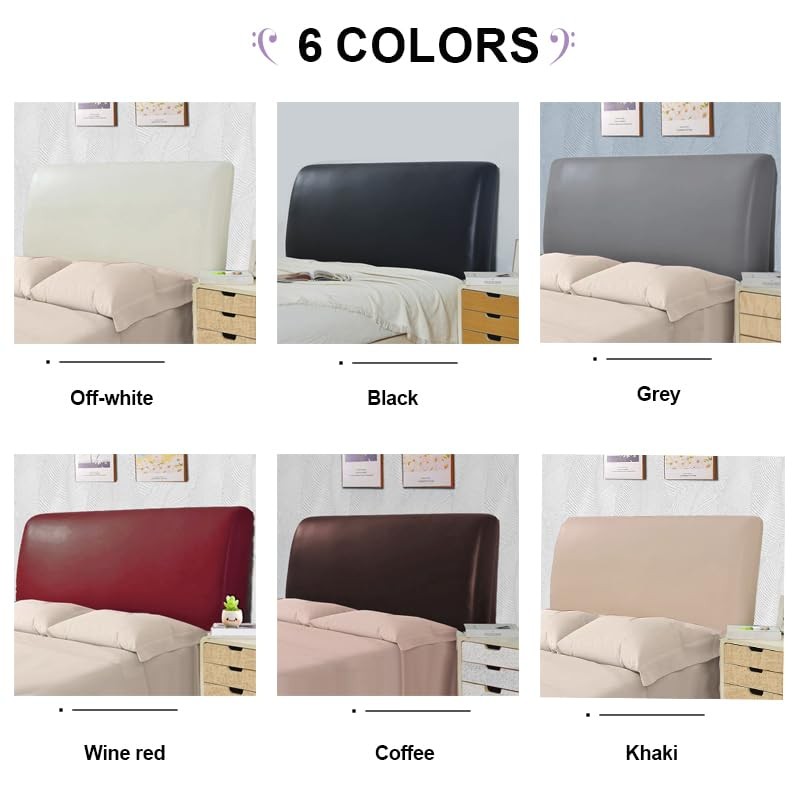 Bed Headboard Cover Waterproof PU Leather All Inclusive Elastic Headboard
