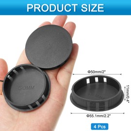 uxcell 4pcs Nylon Plastic Hole Plugs, 2"(50mm) Round Drill Screw Hole Plugs Covers Knockout Locking Plastic Plugs Insert End Caps for Kitchen Cabinet Furniture, Black