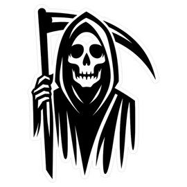 CafePress Grim Reaper Medium Die Cut Sticker, 5.75" x 5.75" Matte Finish