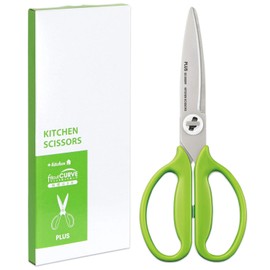 PLUS 35727 Kitchen Scissors, Disassembly, Dishwasher Safe, Fit Cut Curve, Lettuce Green, Paper Box Packaging