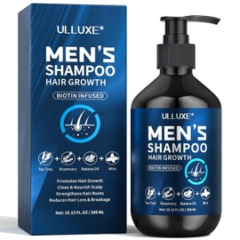 ulluxe Champú De Biotina Para El Crecimiento Del Cabello Para Hombres: Champú Natural Para Engrosar El Cabello Y Combatir La Caída Y El Debilitamiento Capilar. Enriquecido Con Aceite De Romero, Aceite