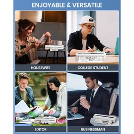 ASprink M832 Portable Printers Wireless for Travel - 300DPI Thermal Inkless Printer for Home Use - Small Bluetooth Printer, Compact Mobile Printer, Compatible with iOS & Android & Laptop - White