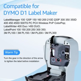 KCMYTONER Compatible for DYMO Standard D1 45021 Labelling Tape 1/2" W x 23' L White on Black Label Maker Tape Work for COLORPOP LabelManager 160 210D 260P 280 360D 420P 450 Label Makers, 2-Cartridges