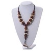 Avalaya Brown Wood Bead with Sea Shell Element Tassel Black