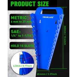 SWANLAKE Magnetic Wrench Organizer Toolbox Holder, 4-Pack SAE (1/4'' to 1-1/16''), Metric (6mm to 27mm) Wrench Organizers, Total Hold 60 Slots Ratchet Holders for Tool Box