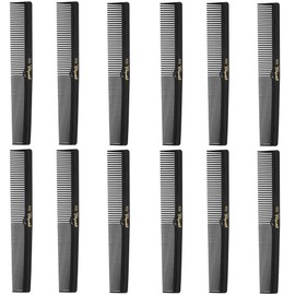 Barber Cleopatra 420 7" Flat Square Back Hair Comb (12 Pack) 12 x SB-C420-BLK
