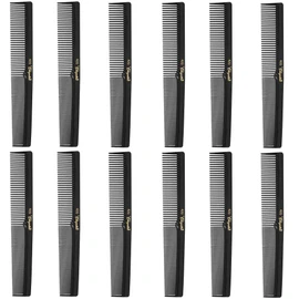 Barber Cleopatra 420 7" Flat Square Back Hair Comb (12 Pack) 12 x SB-C420-BLK