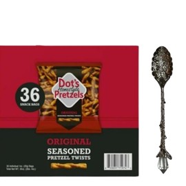 Dots Homestyle Pretzels Original Seasoned Twists – 36 Individual 1oz Snack Bags – Bold Savory Flavor, Perfect for On-the-Go, Lunches, or Sharing with Candy Freezer Gem Spoon