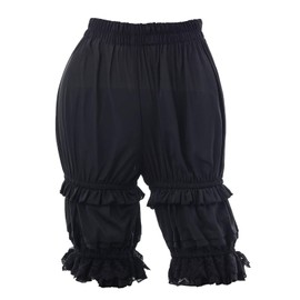 Nuoqi Pantaloons Women Lolita Bloomer Victorian Steampunk Bloomers Lace Ruffles Pumpkin Shorts Puffy Clown Pants Black