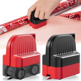 Matomtak Wrapping Paper Cutter, Set of 2, Black, Red, Slide Cutter, Small Mini Cutter, Lightweight, Easy to Carry, Paper Cutting Machine, Hidden Straight Blade, Prevents Slipping, Perfect for