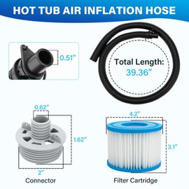 Spa Hot Tub Air Inflation Hose P6931 & Hot Tub Filter Cartridge Replacement for Intex, Coleman, Best-way Portable Spa Pump, Hot Tub Replacement Parts