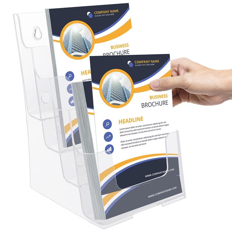 BELLE VOUS Multi-Tier Acrylic Literature Holder - 4 x A5