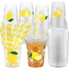 ABURRORI 50 Sets 12OZ Lemon Plastic cups with Lids and