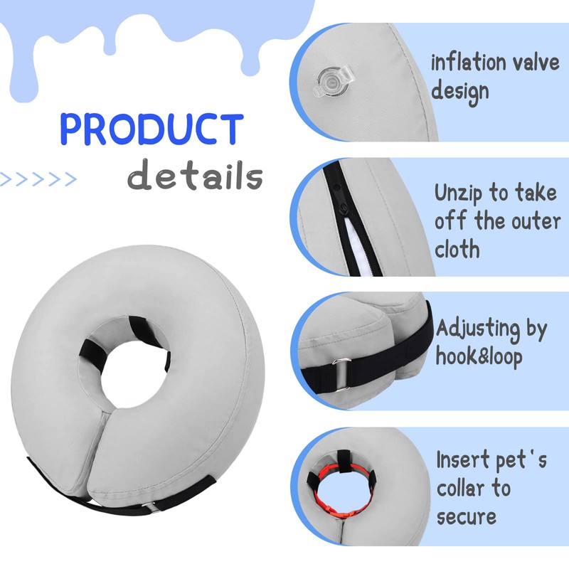 Supet Inflatable Dog Cone Collar Alternative After Surgery, Dog Neck