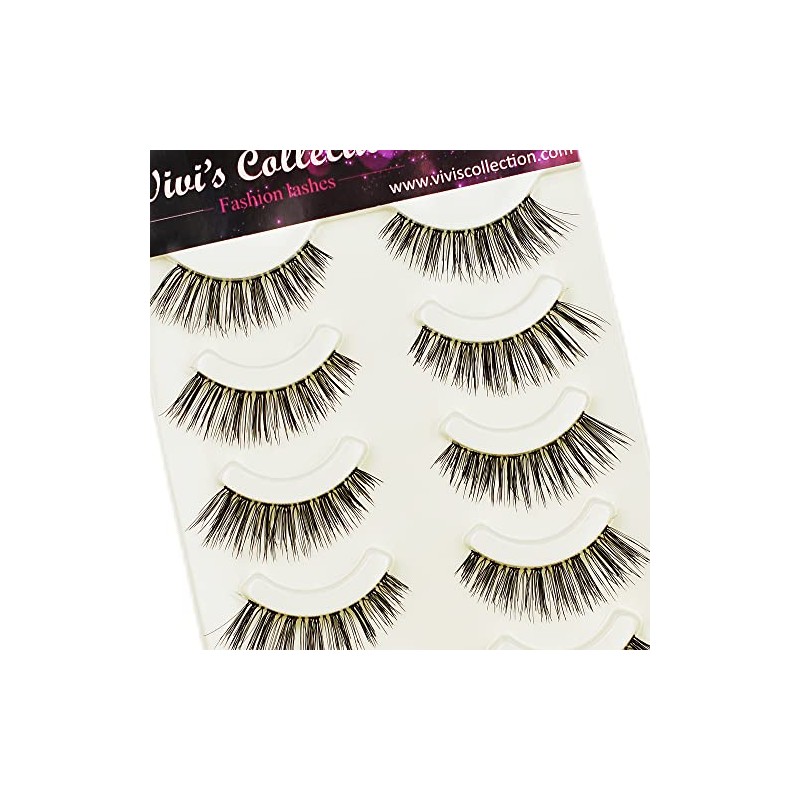 Vivis False Eyelashes, 5 Pairs 3D Eyelashes Natural Faux Mink