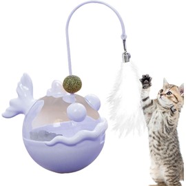 Interactive Cat Toys for Indoor with Feather Teaser Wand,Stimulation Smart Cat Toy,Slow Feeding for Enrichment,Catnip for Bored Fur Kid&Activated Roly-Poly to Keep Them Busy (Pink)