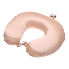 PATIKIL Silk Travel Pillow for Airplane, 22 Momme Real Silk Cover Memory Travel Neck Pillow Sleeping Anti Wrinkle Pillow Head Neck Support, Pale Pink