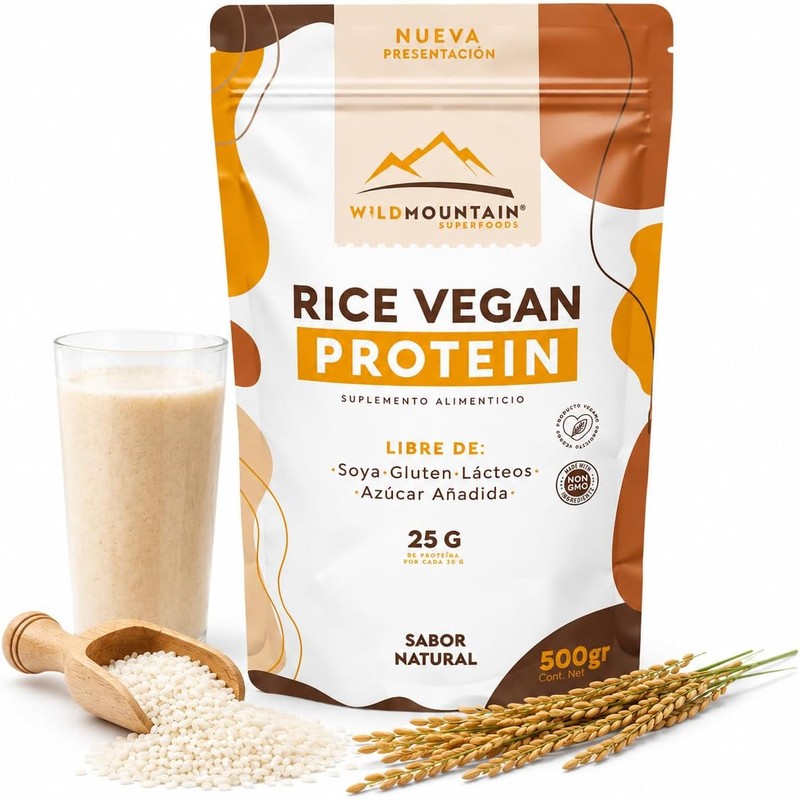 Wildmountain - Proteína Vegana de Arroz Integral Suplemento Alimenticio Sin