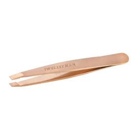 TWEEZERMAN 1252-RSGR Mini Version Tweezers with Hand-Finished Slanted Tip for Eyebrow Plucking Rose Gold
