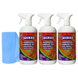 FOLEX Hardwood, Laminate, Tile, Hard Surface & Floor Cleaner with Reusable Cleaning Cloth, Fresh Almond Scent, Residue and Streak Free - 3 Pack