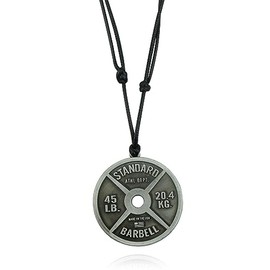 Weight Plate Necklace Workout Accessories Pendant Necklace for Men Dumbbell Necklace Savages Rough Guys Adjustable Leather Cord Bodybuilding Faith Strength Motivation Gym Gifts for Men (SIlver Gray)
