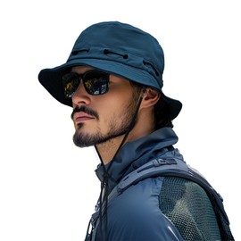 Clakllie Floppy Boonie Hat Hiphop Dancing Fishing Hat Cooling Sun Hat Unisex Safari Gardening Hat Casual Beach Bush Hat for Travel,Blue