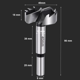 LuxeGlee 40mm Forstner Bit, Forstner Drill Bits, Wood Boring Drill Bit for Wood/Plastic/Wooden Plank