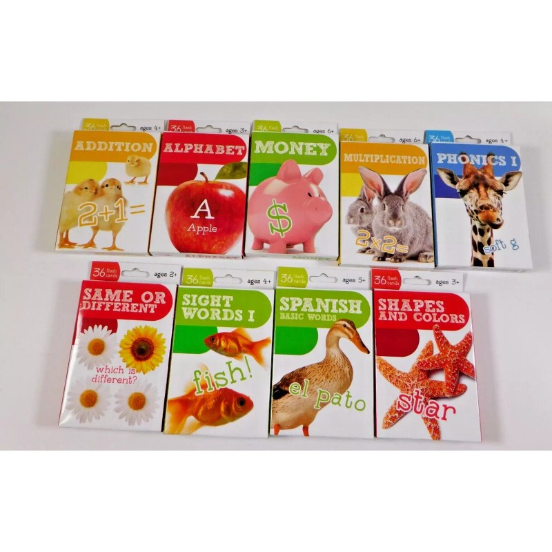 Bendon Flash Cards 9 Different Decks Addition Alphabet Money Multi