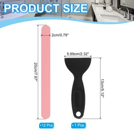 PATIKIL Bathtub Non Slip Stickers 7.87x0.79 Inch, 12 Pack Safety Shower Floor Anti Slip Stickers with Adhesive Decals Scraper for Bath Tub Shower Floor Stair, Pink