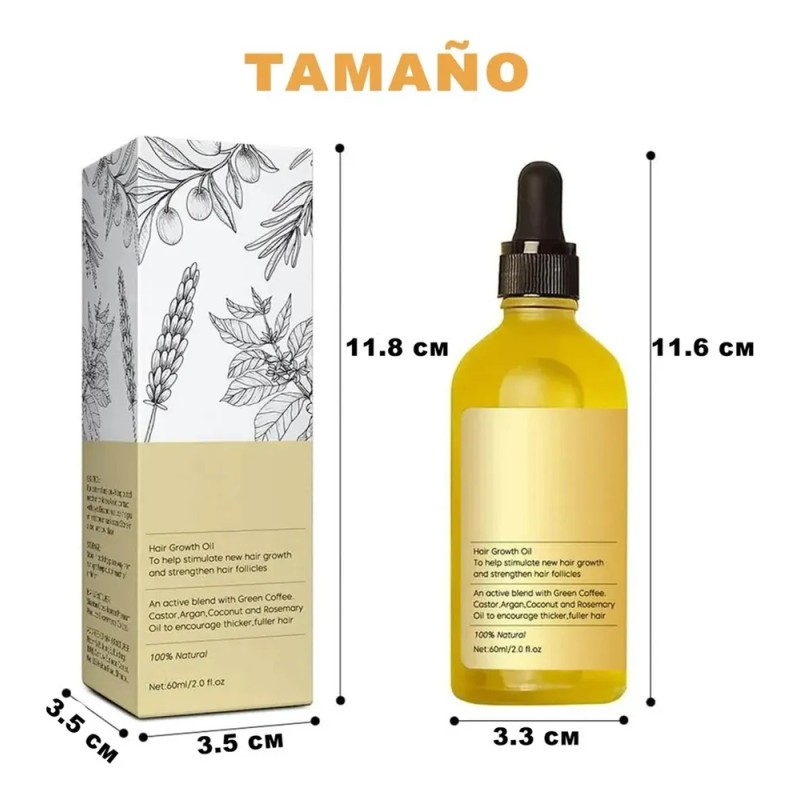 5pzs 60ml Aceite Vegano Natural Para Crecimiento De Cabello