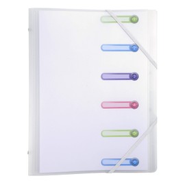 Exacompta Chromaline 56177E Premium Folder Made of Sturdy Plastic DIN A4 6 Compartments with 2 Elastic Bands and 3 Flaps Punched Index Window Index Folder Corner Banner Folder Transparent