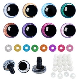 Joyek Safety Eyes 20 mm - Pack of 48 Craft Eyes with Glitter Discs - Ideal for Amigurumi, DIY Soft Toys & Craft Animals