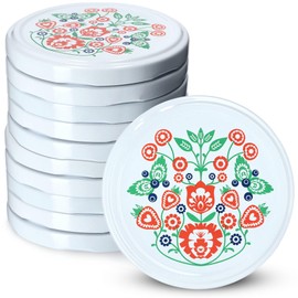 KADAX fi82 mm Screw Lid, Twist-Off Lid Set Made of Metal, Replacement Lids for Mason Jars, Lids with 6 Locking Teeth for Jars and Preserving Jars (Pack of 10, Folklore)