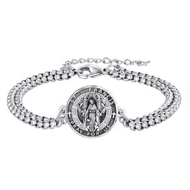 YFN Saint Francis Bracelet Sterling Silver Religious Protector Bracelet St Francis Jewelry Gifts for Women Men