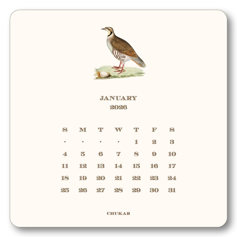 SHADE TREE GREETINGS Upland Birds 2026 Desk Calendar with Easel