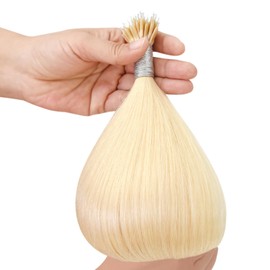 Nano Ring Tip Hair Extensions Real Human Hair Nano Beads 50g Remy Hair Extensions (18 Inch #60 Platinum Blonde)