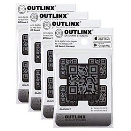 Outlinx OUTLINX QR Smart Stickers | Stick Digital Notes to Your Things | Blackout 4-Pack Bundle 32x Stickers