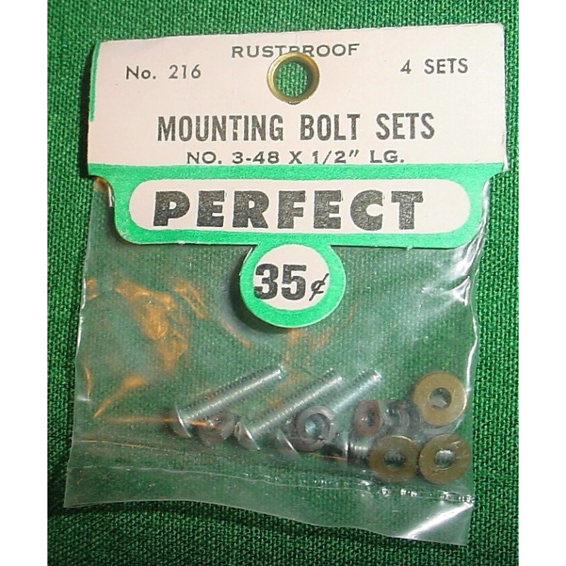 PERFECT MOUNTING BOLTS MODEL AIRPLANE, 3-48 X 1/2", 4 SETS,
