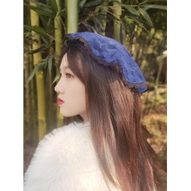 Capilla Cap Velo Encaje Headcover para Mujer Iglesia Mantilla Velo S100, marino, Talla única