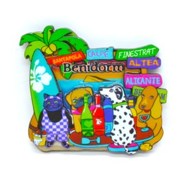 Joints and Cats Altea Benidorm Santa Pola Calpe Finestrat Fridge Magnet. Spanish Flamingo. Flag of Spain. Sevillian Fan