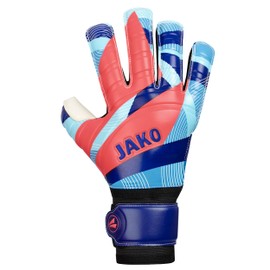 JAKO Unisex River Basic RC Protection Goalkeeper Gloves, Navy/SkyBlue/Coral, 4