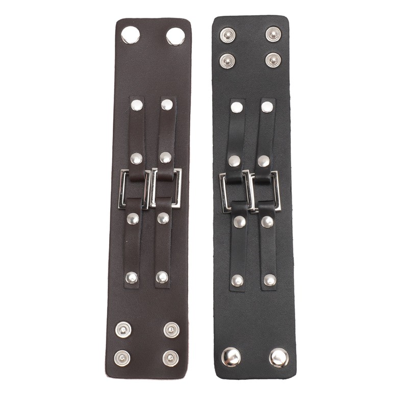 2pcs Wide PU Leather Bracelet Wrist Cuffs Punk Cuff Bracelet